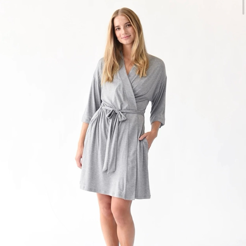 Grey Cozy Earth Bamboo Robe Size Medium